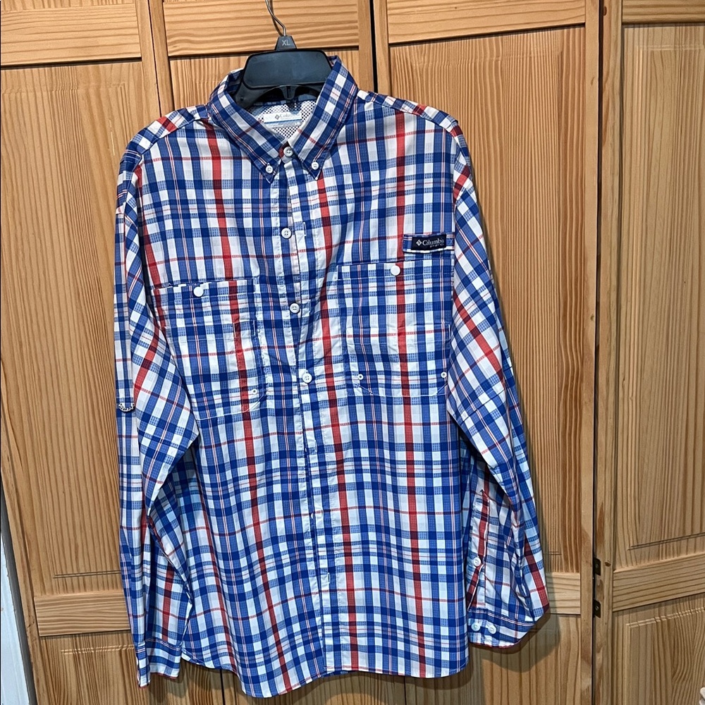 PFG Columbia Men's Multicolor Plaid Button-Down Shirt